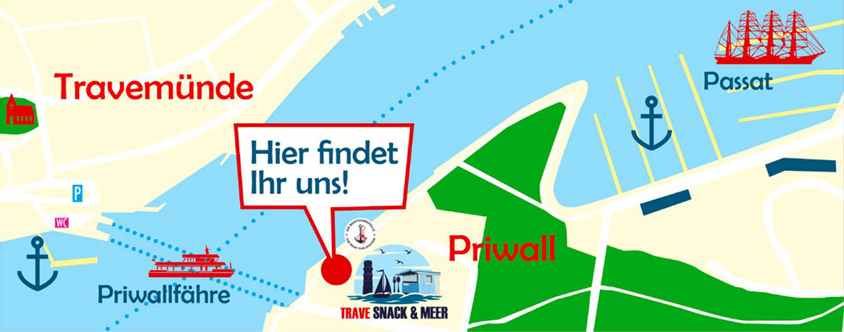 Lageplan Trave Snack & Meer an der Priwallfähre